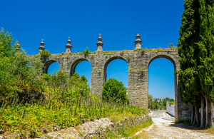 Portugal, Tomar, Santarém district, UNESCO World Heritage Site Convento de Cristo (Convent of Christ), castle and monastery of the Knights Templar, aqueduct, Portugal, Tomar, Santarém district, UNESCO World Heritage Site Convento de Cristo (Convent of Christ), castle and monastery of the Knights Templar, aqueduct,