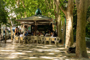 Portugal, Lisbon (Lisboa), street scene, summer, small park at Avenida de Liberdade Portugal, Lisbon (Lisboa), street scene, summer, small park at Avenida de Liberdade