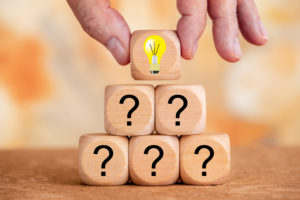 Question and answer abstract with wooden cubes Question and answer abstract with wooden cubes