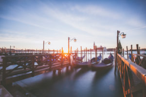 Italien, Venedig, Markusplatz, Gondeln, Langzeitbelichtung Italien, Venedig, Markusplatz, Gondeln, Langzeitbelichtung