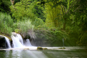 Beautiful waterfall in the green forest in the jungle, Waterfall with natural pool in a mountain river canyon, In Bohol, Philippines, Beautiful waterfall in the green forest in the jungle, Waterfall with natural pool in a mountain river canyon, In Bohol, Philippines,