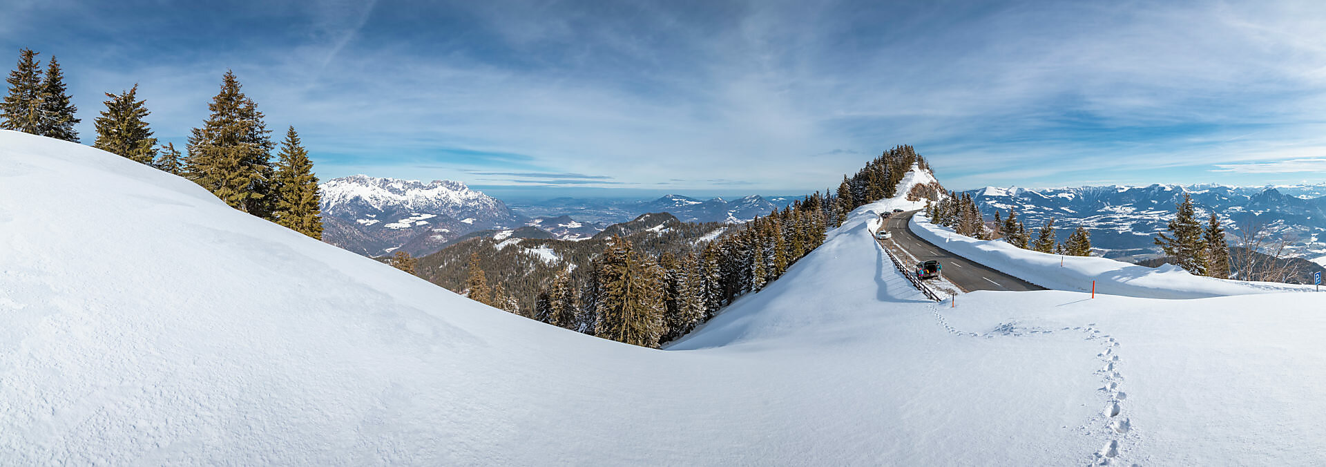 Germany's highest panoramic road, Rossfeld Panoramastrasse (Rossfeldhoehenringstrasse or Panoramic Highway), between Germany and Austria, Berchtesgaden, Bavaria, Germany, Europe