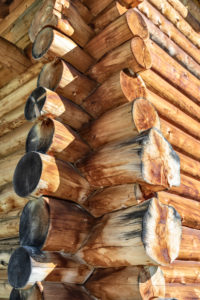 detail of a wooden hut built with the old system Blockbau, Puez-Geisler Nature Park, Dolomites, San Martin de Tor, Bolzano, South Tyrol, Italy detail of a wooden hut built with the old system Blockbau, Puez-Geisler Nature Park, Dolomites, San Martin de Tor, Bolzano, South Tyrol, Italy