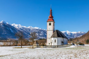 Church of the Assumption of the Virgin Mary (cerkev Marijinega vnebovzetja) in Bitnje, Bohinjska Bistrica, Upper Carniola, Slovenia