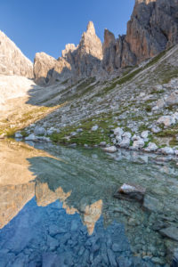 glacial lake of popera, vallon popera, Comelico Superiore, Auronzo Comelico and Sexten Dolomites, Belluno, Veneto, Italy