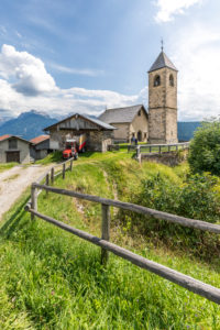 The old gothic church of St. Leonard (San Leonardo), Casamazzagno, Comelico Superiore, Dolomites, Velluno, Veneto, Italy