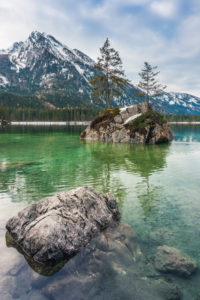 Hintersee lake, Hintersee, Gemeinde Ramsau im Berchtesgadener Land, Bavaria, Germany