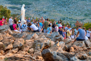 pilgrims on the hill of apparitions, Podbrdo, Medjugorje, municipality of Citluk, Bosnia and Herzegovina, pilgrims on the hill of apparitions, Podbrdo, Medjugorje, municipality of Citluk, Bosnia and Herzegovina,