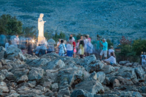pilgrims on the hill of apparitions, Podbrdo, Medjugorje, municipality of Citluk, Bosnia and Herzegovina, pilgrims on the hill of apparitions, Podbrdo, Medjugorje, municipality of Citluk, Bosnia and Herzegovina,