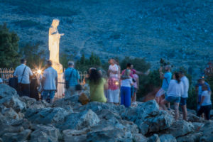 pilgrims on the hill of apparitions, Podbrdo, Medjugorje, municipality of Citluk, Bosnia and Herzegovina, pilgrims on the hill of apparitions, Podbrdo, Medjugorje, municipality of Citluk, Bosnia and Herzegovina,