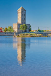 the telemetry tower Crepaldo (abandoned first world war observation tower) and the adriatic lagoon in Cavallino Treporti, Venice, Veneto, Italy, Europe the telemetry tower Crepaldo (abandoned first world war observation tower) and the adriatic lagoon in Cavallino Treporti, Venice, Veneto, Italy, Europe