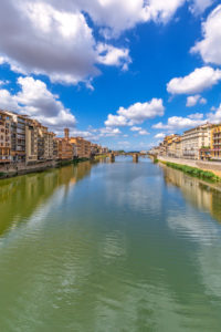 Santa Trinità bridge with the Oltrarno district, Florence, Tuscany, Italy Santa Trinità bridge with the Oltrarno district, Florence, Tuscany, Italy