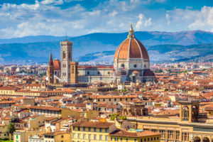 Brunelleschi's Dome, the nave, and Giotto's Campanile of the Cathedral of Saint Mary of the Flower as seen from Michelangelo Hill, Florence, Tuscany, Italy, Europre Brunelleschi's Dome, the nave, and Giotto's Campanile of the Cathedral of Saint Mary of the Flower as seen from Michelangelo Hill, Florence, Tuscany, Italy, Europre
