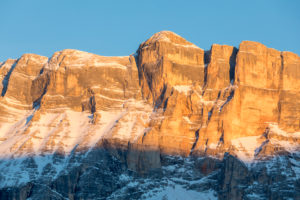Monte Cavallo / L'Ciaval / Heiligkreuzkofel in the alpenglow light, Dolomites, Abtei, Badia, Gadertal valley, province of Bolzano-Bozen, Italy, Europe Monte Cavallo / L'Ciaval / Heiligkreuzkofel in the alpenglow light, Dolomites, Abtei, Badia, Gadertal valley, province of Bolzano-Bozen, Italy, Europe