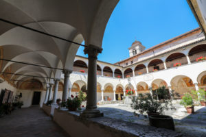 Italy, Veneto, Belluno, Feltre, the basilica sanctuary of the Saints Vittore and Corona, the cloister Italy, Veneto, Belluno, Feltre, the basilica sanctuary of the Saints Vittore and Corona, the cloister
