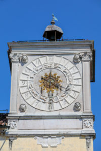 Italy, Veneto, Belluno, Dolomites, detail of the Clock Tower of Palazzo dei Rettori with the zodiacal signs Italy, Veneto, Belluno, Dolomites, detail of the Clock Tower of Palazzo dei Rettori with the zodiacal signs