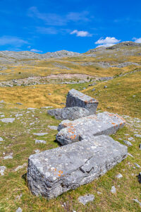 Medieval stecak tombstones scattered across the Dolovi-Poljice necropolis on planina Visocica, a 15th-16th century burial site and National Monument of Bosnia and Herzegovina, near Odzaci, Konjic, Herzegovina-Neretva Canton, Bosnia and Herzegovina Medieval stecak tombstones scattered across the Dolovi-Poljice necropolis on planina Visocica, a 15th-16th century burial site and National Monument of Bosnia and Herzegovina, near Odzaci, Konjic, Herzegovina-Neretva Canton, Bosnia and Herzegovina