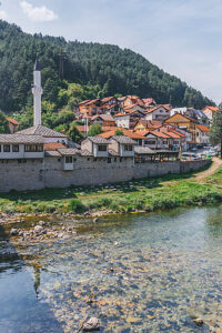 View of the town of Konjic with the Carsijska Mosque and the Neretva River, Herzegovina-Neretva Canton, Bosnia and Herzegovina View of the town of Konjic with the Carsijska Mosque and the Neretva River, Herzegovina-Neretva Canton, Bosnia and Herzegovina