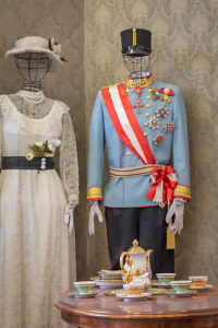 Historical display inside Sarajevo City Hall (Vijecnica), featuring the outfits of Archduke Franz Ferdinand of Austria and his wife Sophie, in the Memorial Corner dedicated to their 1914 visit and the Sarajevo assassination. Sarajevo, Bosnia and Herzegovina Historical display inside Sarajevo City Hall (Vijecnica), featuring the outfits of Archduke Franz Ferdinand of Austria and his wife Sophie, in the Memorial Corner dedicated to their 1914 visit and the Sarajevo assassination. Sarajevo, Bosnia and Herzegovina