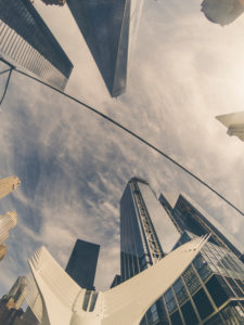 nyc, manhattan buildings, bottom point of view