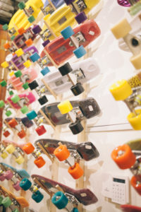 skates in skate shop in barcelona