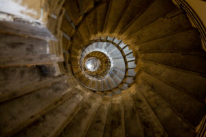 Spiral staircase of the Monument in London, England, The Monument to the Great Fire of London Spiral staircase of the Monument in London, England, The Monument to the Great Fire of London