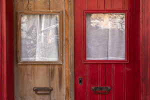 Detail of a brown and red wooden door, Spinalonga, (former leprosy island), Greece, Crete, Kalydon Detail of a brown and red wooden door, Spinalonga, (former leprosy island), Greece, Crete, Kalydon