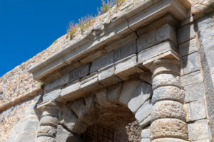 Capital of the entrance gate on Spinalonga (former leprosy island), Greece, Crete, Kalydon Capital of the entrance gate on Spinalonga (former leprosy island), Greece, Crete, Kalydon