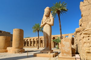 Temple of Karnak with the statue of Ramses II, Karnak near Luxor, Upper Egypt, Egypt Temple of Karnak with the statue of Ramses II, Karnak near Luxor, Upper Egypt, Egypt