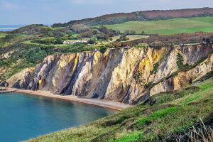 Cliffs of Alum Bay, Isle of Wight, Hampshire, Great Britain, England