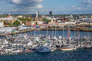 Marina in front of the city's waterfront, Southampton, Hampshire, Great Britain, England