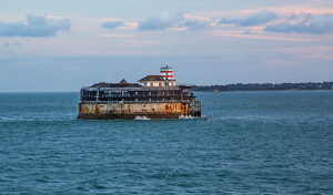 Spitbank Fort in the Solent before the entrance to Southampton, Hampshire, Great Britain, England