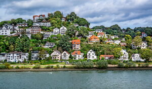 Blankenese district on the high banks of the Elbe with the Süllberg, Hamburg, Elbe, State of Hamburg, Germany