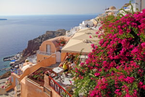 Village view on the hillside above the caldera, Ia, (Oia), Santorin, (Thira), Cyclades, Aegean Islands, Aegean Sea, Greece Village view on the hillside above the caldera, Ia, (Oia), Santorin, (Thira), Cyclades, Aegean Islands, Aegean Sea, Greece