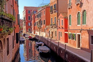 Typical old town canal, Venice, Veneto, Italy, UNESCO World Heritage Site