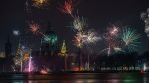 New Year's Eve fireworks in the Maschsee in Hannover New Year's Eve fireworks in the Maschsee in Hannover