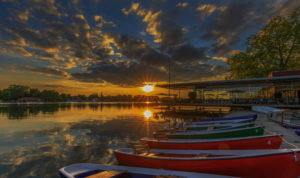 Hannover, Maschsee, sailing school and pier 51 Hannover, Maschsee, sailing school and pier 51