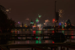 New Year's Eve fireworks in the Maschsee in Hannover New Year's Eve fireworks in the Maschsee in Hannover