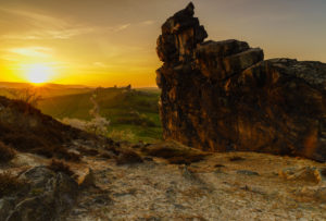 Nature reserve Harz, the devil's wall at sundown Nature reserve Harz, the devil's wall at sundown