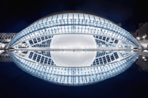 L'Hemisfèric, 3D-Kino, Ciudad de las Artes y de las Ciencias, Valencia, Spanien L'Hemisfèric, 3D-Kino, Ciudad de las Artes y de las Ciencias, Valencia, Spanien