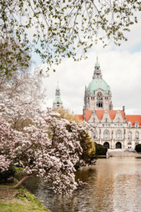 Spring at the New Town Hall in Hanover, Lower Saxony, Germany Spring at the New Town Hall in Hanover, Lower Saxony, Germany
