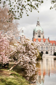 Frühling am Neuen Rathaus in Hannover, Niedersachsen, Deutschland Frühling am Neuen Rathaus in Hannover, Niedersachsen, Deutschland