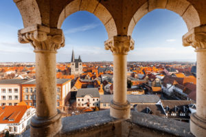 Quedlinburg in the Harz Mountains from above, Saxony-Anhalt, Germany Quedlinburg in the Harz Mountains from above, Saxony-Anhalt, Germany
