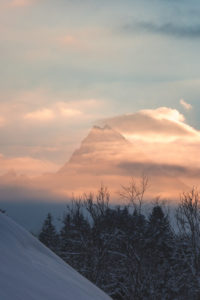 Winter landscape with Watzmann at sundown, district Berchtesgaden, Bavaria, Germany Winter landscape with Watzmann at sundown, district Berchtesgaden, Bavaria, Germany