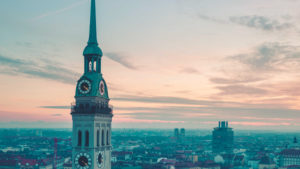 Tower of Saint Peter in front of old town, Munich, Upper Bavaria, Bavaria, Germany Tower of Saint Peter in front of old town, Munich, Upper Bavaria, Bavaria, Germany