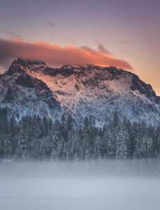 View above snow-covered Barmsee to the Karwendel mountains, Mittenwald, Werdenfelser Land, district Garmisch-Partenkirchen, Bavaria, Germany View above snow-covered Barmsee to the Karwendel mountains, Mittenwald, Werdenfelser Land, district Garmisch-Partenkirchen, Bavaria, Germany