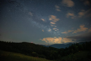 Milky Way over the northern Black Forest in summer at night. Milky Way over the northern Black Forest in summer at night.