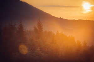 Sunset over the northern Black Forest in summer. Sunset over the northern Black Forest in summer.