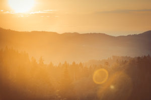 Sunset over the northern Black Forest in summer. Sunset over the northern Black Forest in summer.