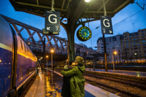 Europe, France, Paris, station gare de l'est, farewell Europe, France, Paris, station gare de l'est, farewell